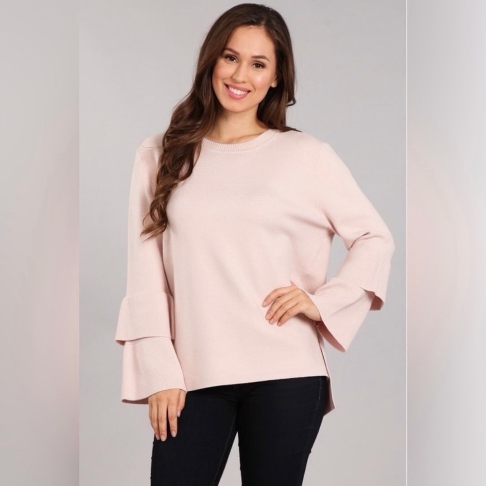 Banana Republic Pink Sweater Top Handkerchief Sleeves Shimmer Knit NWT Sz Small